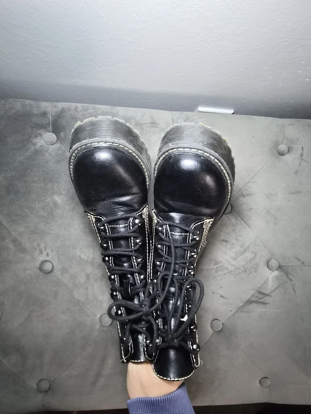 Black Grunge Platform Combat Boots 6M Madden Girl Punk Modern - Picture 9 of 10